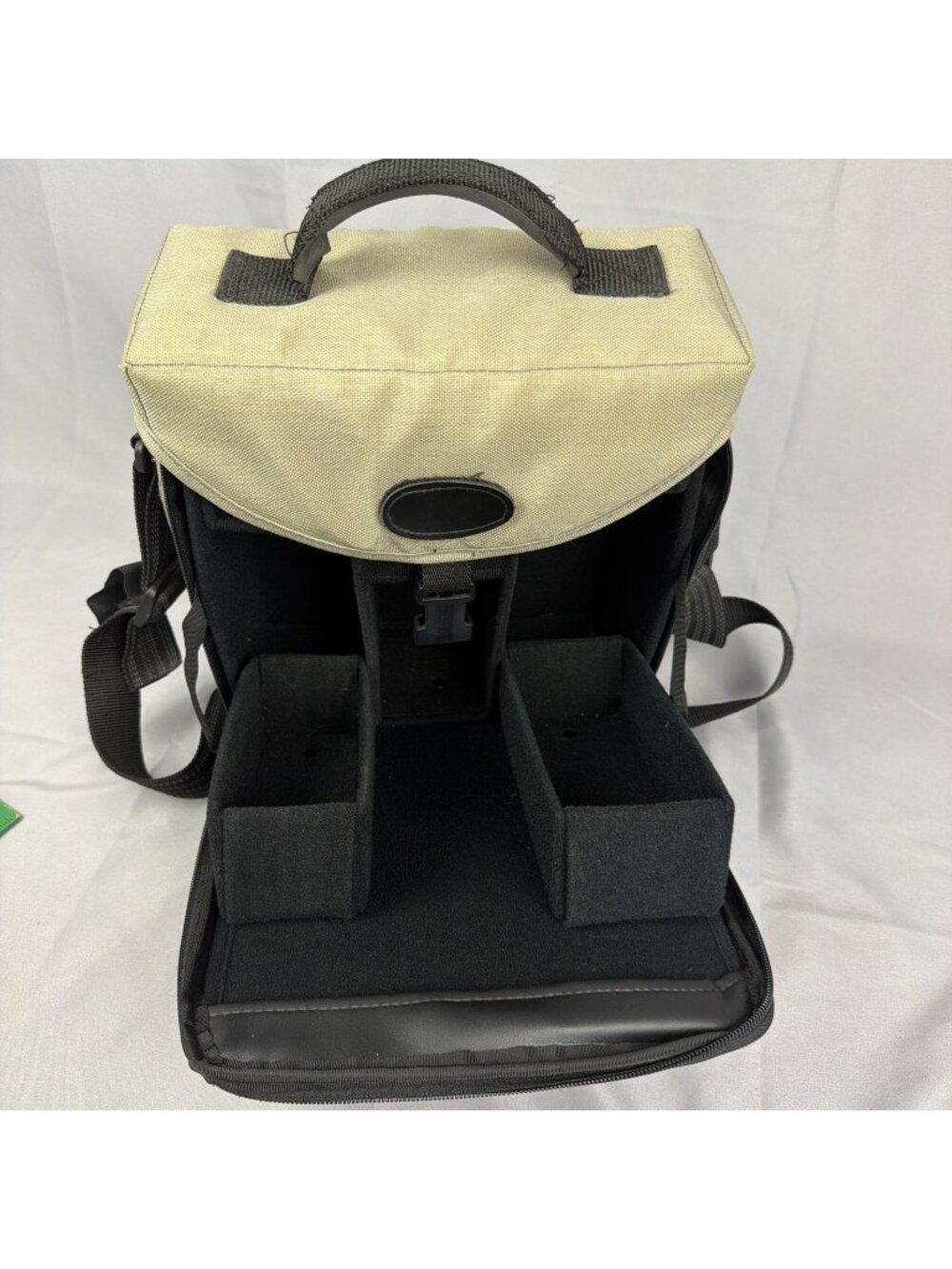 MIA Padded Nylon Hard Camera Case Divided Compartment Top and Side Entry Tan
